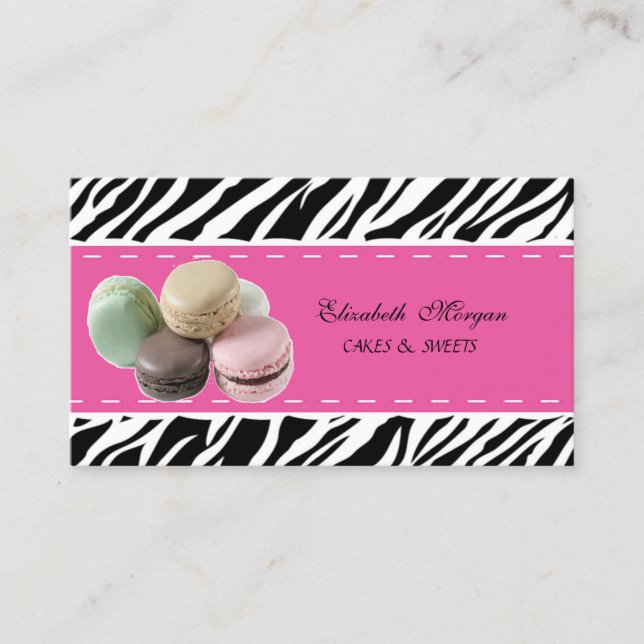 Elegant Modern Zebra Print ,French  Macaron Business Card (Front)