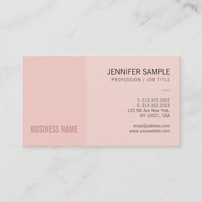 Elegant Modish Blush Pink Creative Plain Trendy Business Card (Front)