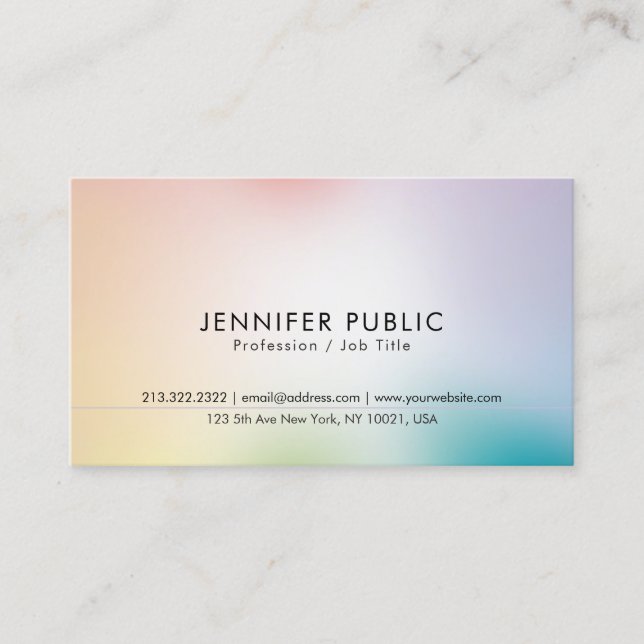 Elegant Modish Colours Minimalist Chic Design Business Card (Front)