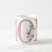 Elegant MOM Pink Glitter Watercolor Floral Letter Coffee Mug (Center)