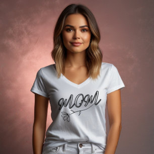 Elegant “MOM” Script with Flower Design T-Shirt