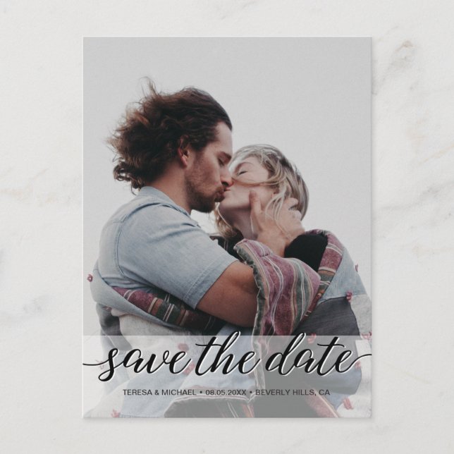 "Elegant Moment: Personalised Save the Date Photo  Postcard (Front)