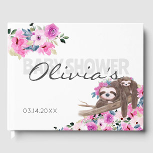 Elegant Mommy Baby Sloth Baby Shower Guest Book