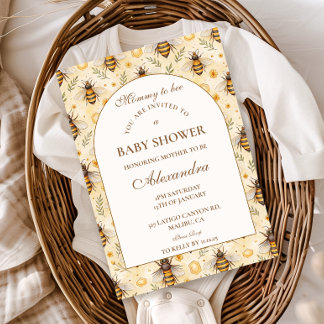 Elegant Mommy to Bee Baby Shower Invitation