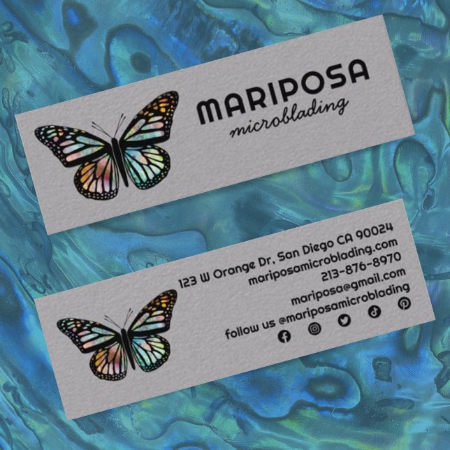 Elegant Monarch Butterfly Aesthetician Beauty Salo Mini Business Card (Creator Uploaded)