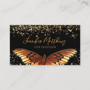 Elegant Monarch Butterfly Glitter Business Card