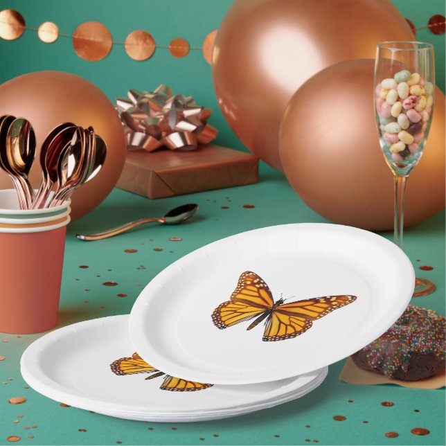 Elegant Monarch Butterfly Party Paper Plate (Multi)