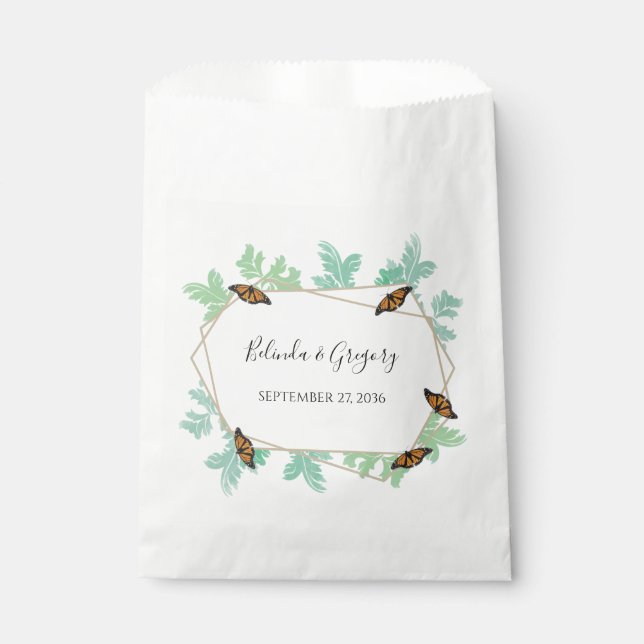 Elegant Monarch Butterfly Wedding  Favour Bags (Front)