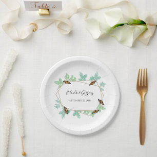 Elegant Monarch Butterfly Wedding Paper Plate