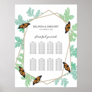 Elegant Monarch Butterfly Wedding Seating Chart