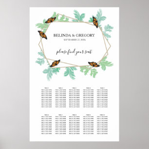 Elegant Monarch Butterfly Wedding Seating Chart