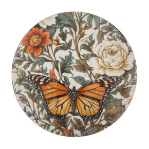 Elegant Monarch Butterfly William Morris Inspired Cutting Board