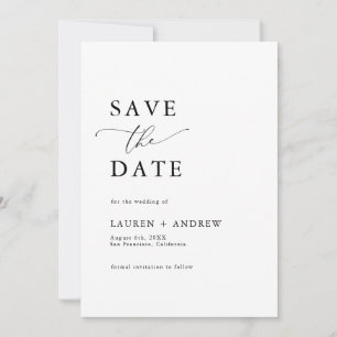 Elegant Mongram Black & White I Save the Date Invitation