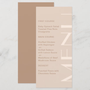 Elegant Monochromatic Big Type Wedding Menu