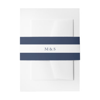 Elegant Monochromatic Blue Personalised Invitation Belly Band