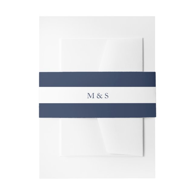 Elegant Monochromatic Blue Personalised Invitation Belly Band (Front Example)