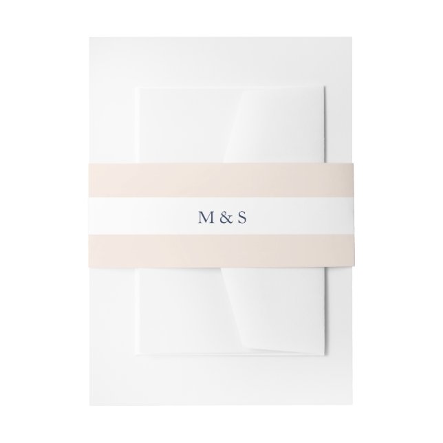 Elegant Monochromatic Blush Personalised Invitation Belly Band (Front Example)