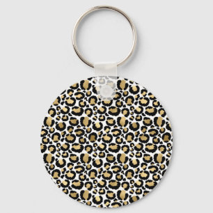 Elegant Monochromatic Leopard Spots Wild Glam Key Ring