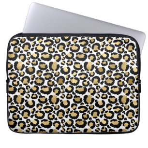 Elegant Monochromatic Leopard Spots Wild Glam Laptop Sleeve