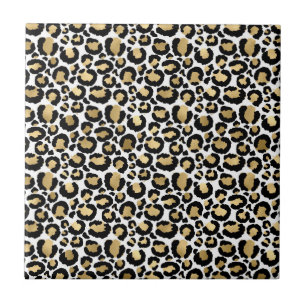 Elegant Monochromatic Leopard Spots Wild Glam Tile