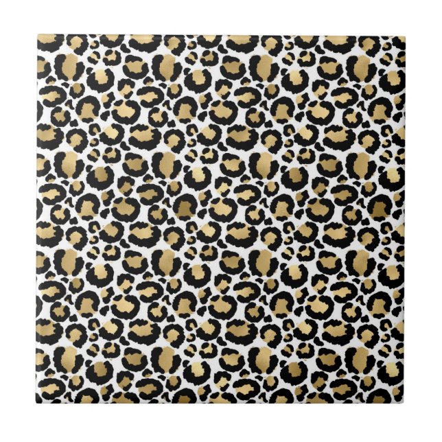 Elegant Monochromatic Leopard Spots Wild Glam Tile (Front)