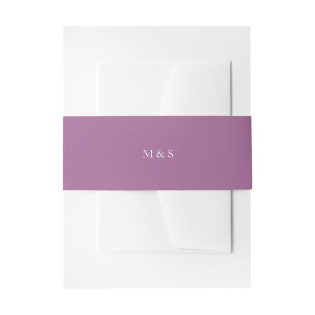 Elegant Monochromatic Pastel Purple Personalised Invitation Belly Band (Front Example)