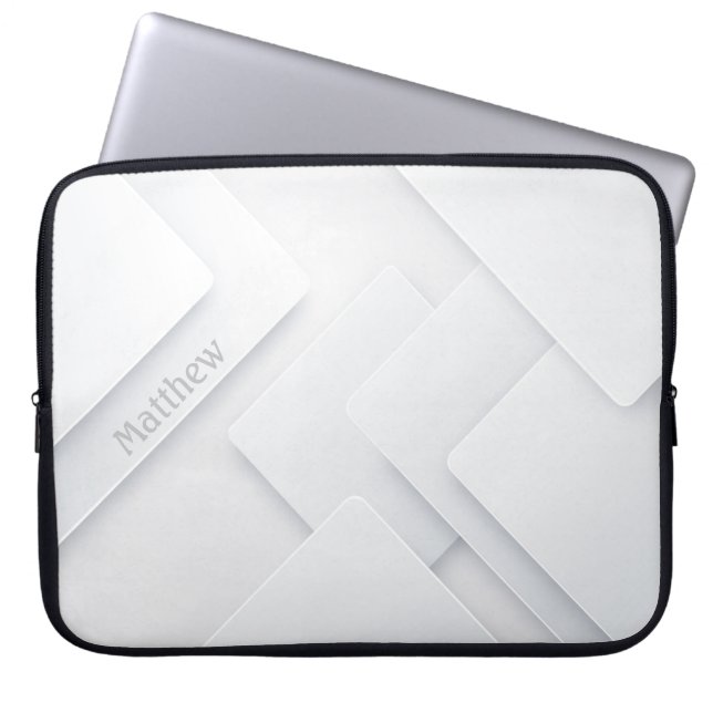 Elegant Monochrome Background with Custom Name Laptop Sleeve (Front)