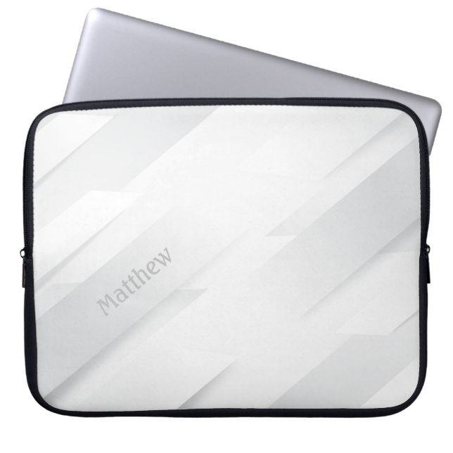 Elegant Monochrome Background with Custom Name Laptop Sleeve (Front)