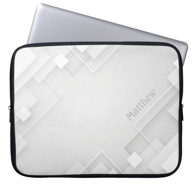Elegant Monochrome Background with Custom Name Laptop Sleeve (Front)