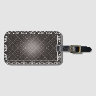 Elegant Monochrome Damask beach towel Luggage Tag