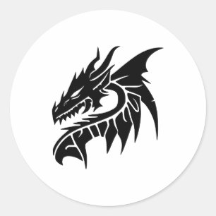 Elegant Monochrome Dragons Design Classic Round Sticker