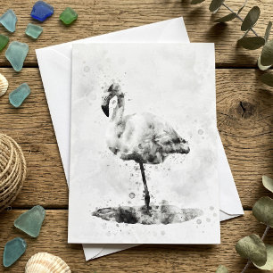 Elegant Monochrome Flamingo in Watercolor Thank You Card