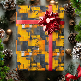 Elegant Monochrome Geometric Gift Wrap with Gold