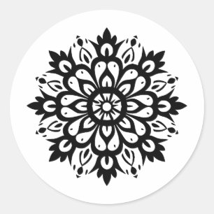 Elegant Monochrome Mandala Design Classic Round Sticker