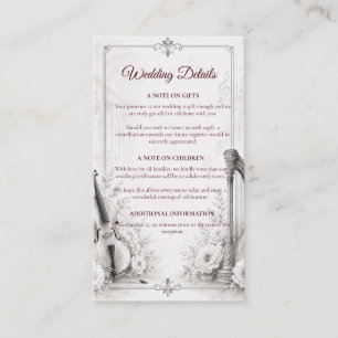 Elegant Monochrome Musical Wedding Enclosure Card