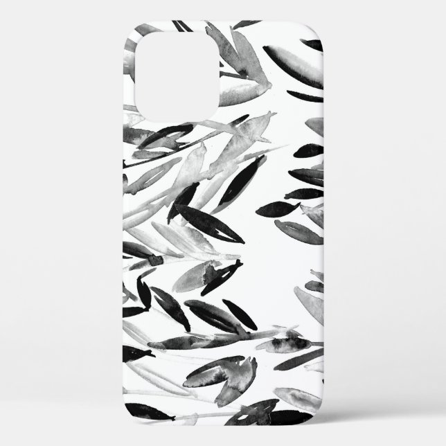 Elegant Monochrome: Natural Leaves Pattern Case-Mate iPhone Case (Back)