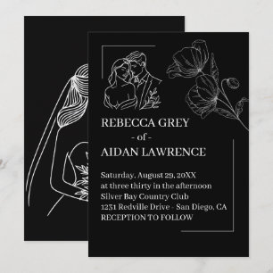 Elegant Monochrome Overlay Timeless Wedding Photo Invitation