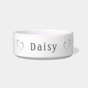 Elegant Monochrome Silver Personalised Pet Bowl