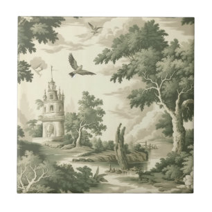 Elegant Monochrome Toile - Village & Balloon Tile