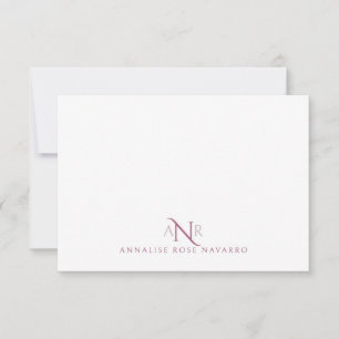 Elegant Monogram 3 Initial Name Dusty Rose Type Card