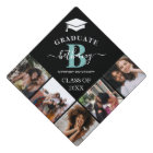 Elegant Monogram 5 Photo Graduation Cap Topper