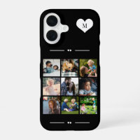 Elegant monogram 9 photo collage black