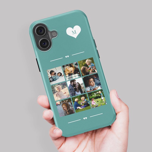 Elegant monogram 9 photo collage Case-Mate iPhone case (Creator Uploaded)