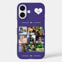 Elegant monogram 9 photo collage purple