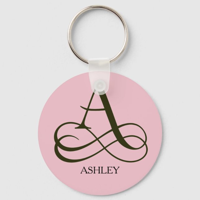 Elegant Monogram "A" Keychain (Front)