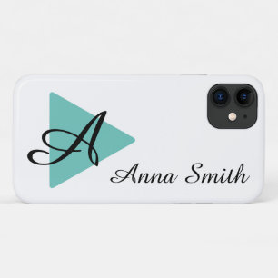 Elegant Monogram Abtract Teal Design iPhone 11 Case