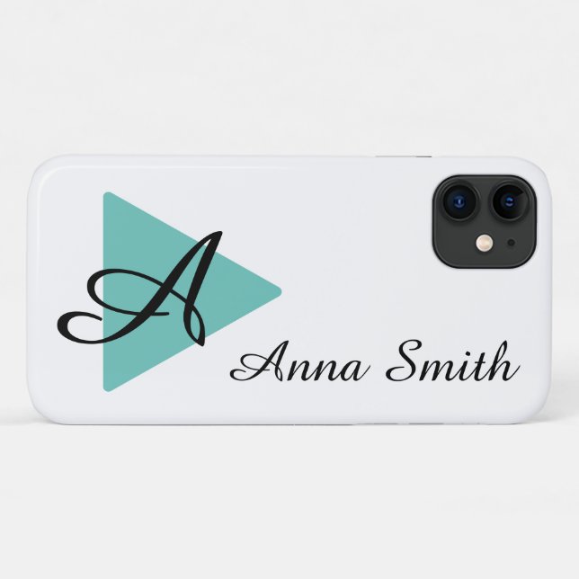Elegant Monogram Abtract Teal Design Case-Mate iPhone Case (Back (Horizontal))