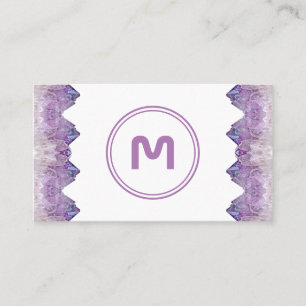 Elegant monogram amethyst two tone violet gems bus business card