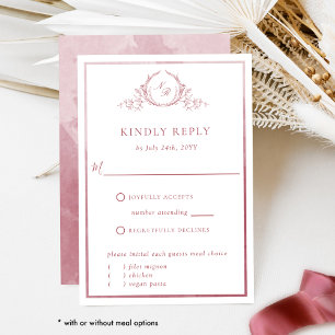 Elegant Monogram and Burgundy Watercolor RSVP