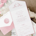 Elegant Monogram and Dusty Rose Watercolor Wedding All In One Invitation<br><div class="desc">Elegant All- in- One tri- fold wedding invitation with perforated RSVP postcard. Design with exquisite hand drawn botanical monogram encasing couples initials and delicate dusty rose watercolor frame in the inside as well as dusty rose and blush pink watercolor wash sections on the outside. Modern hand written calligraphy elements. Environmentally...</div>